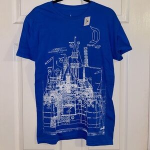 Disney Parks Authentic Disneyland Sleeping Beauty Castle Blueprint T-shirt NWT